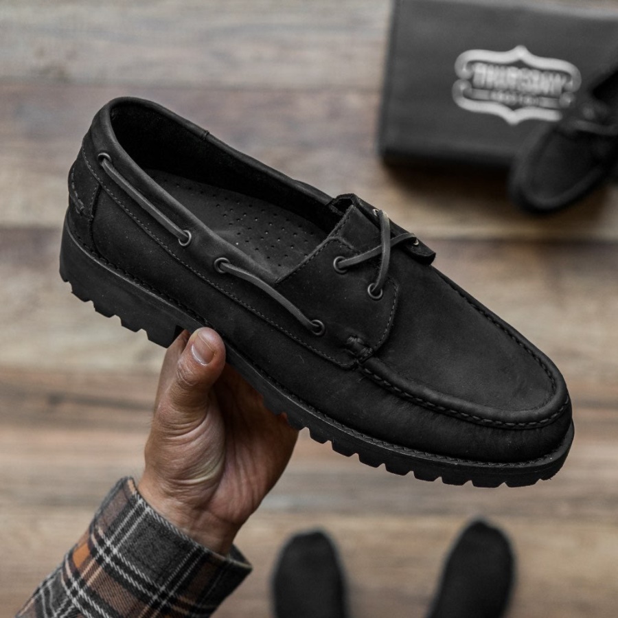 Zwarte Matte Friday Handgenaaide Loafer