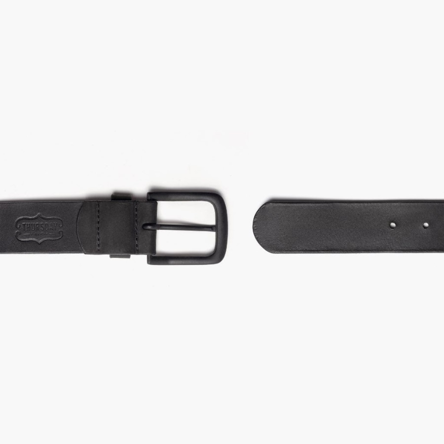 Zwarte Matte Lederen Herenriem Zondag