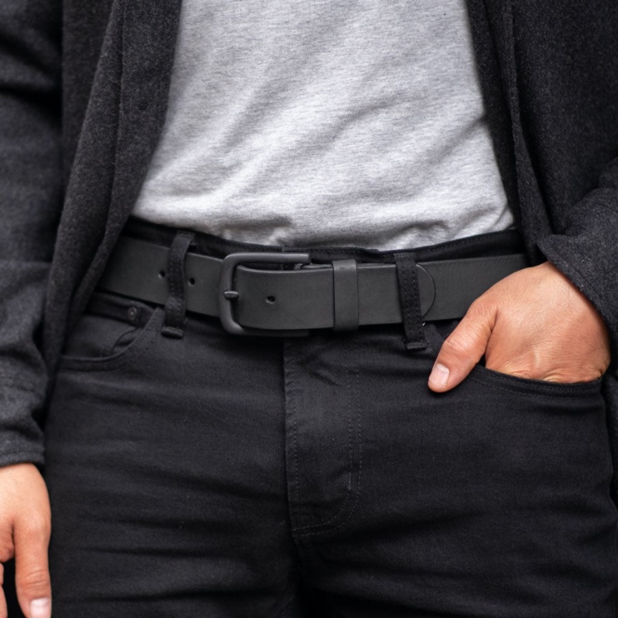 Zwarte Matte Lederen Herenriem Zondag