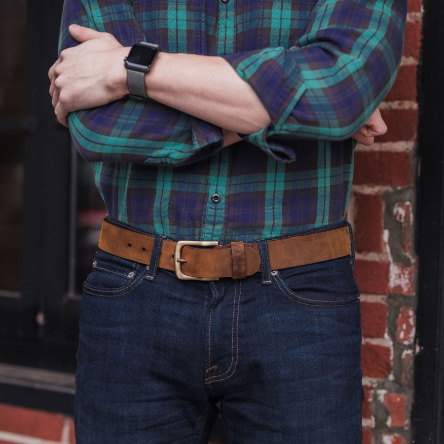 Burnt Copper Heritage Lederen Herenriem Zaterdag