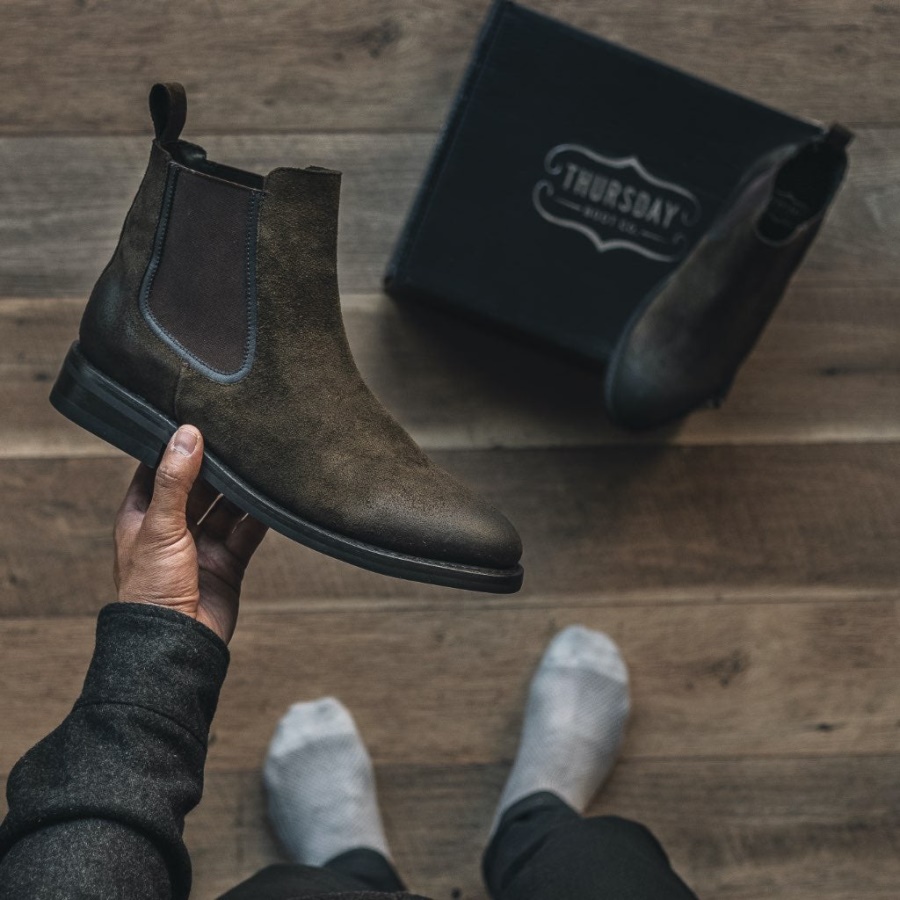 Donker Olijfgroen Suède Duke Monday