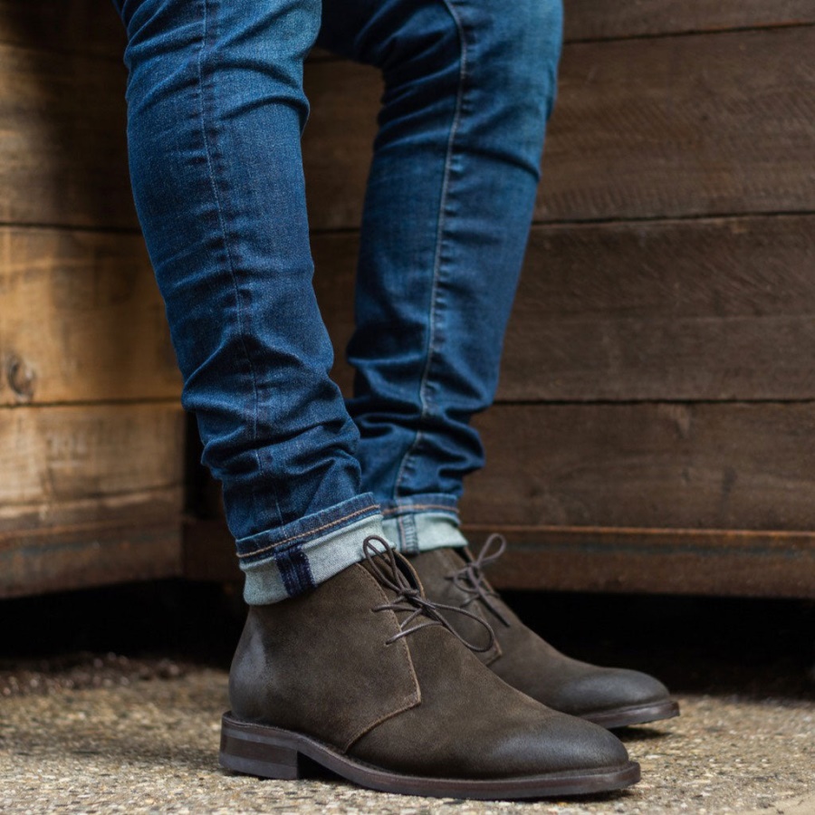 Donker Olijfgroen Suède Scout Friday