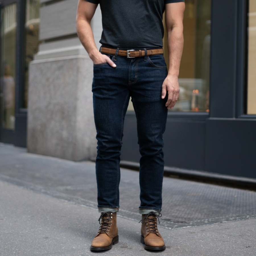 Heren Klassieke Leren Riem Verbrand Koper Zaterdag