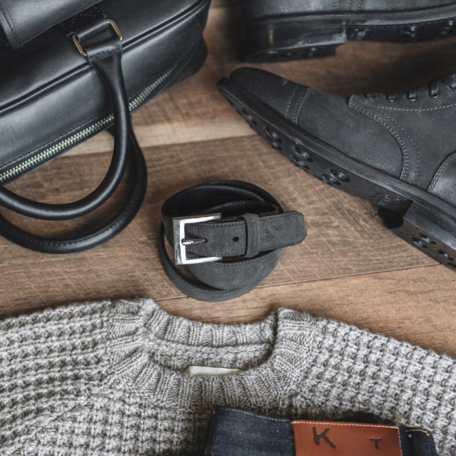 Klassieke Leren Herenriem Shadow Grey Friday