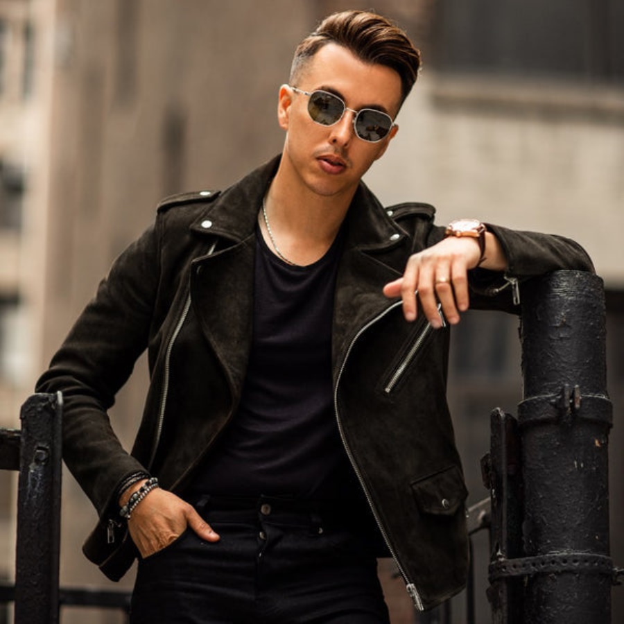 Motorjas Donker Olijfgroen Suède Zaterdag