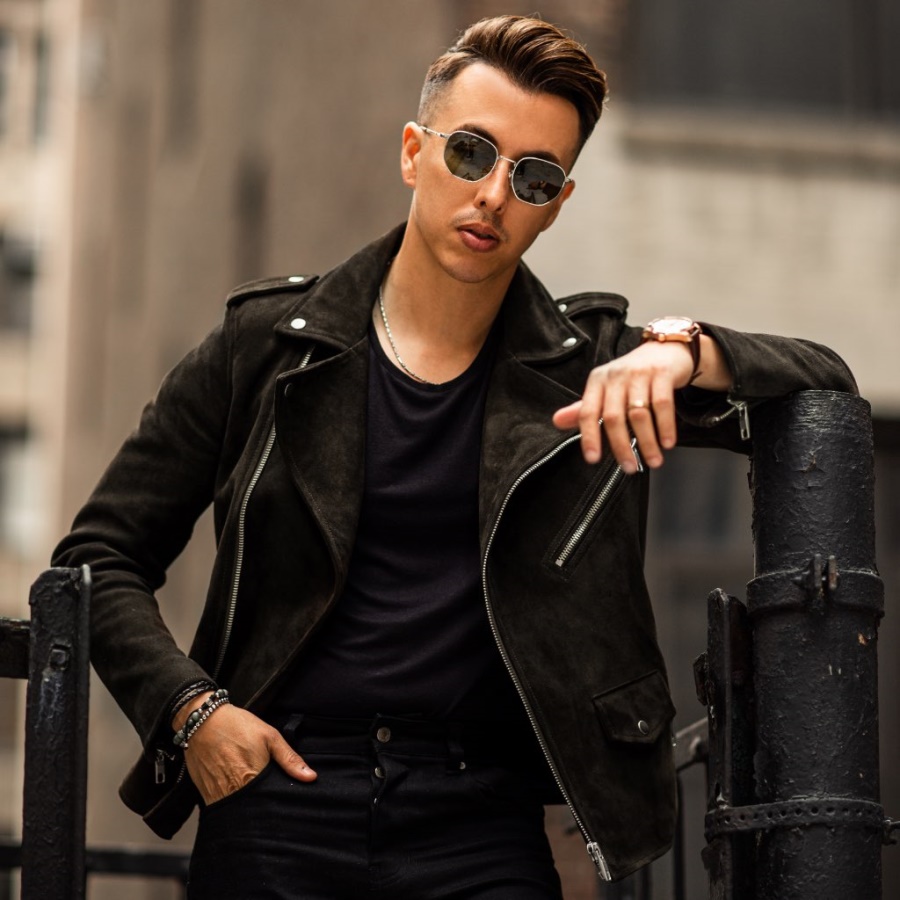 Motorjas Donker Olijfgroen Suède Zaterdag