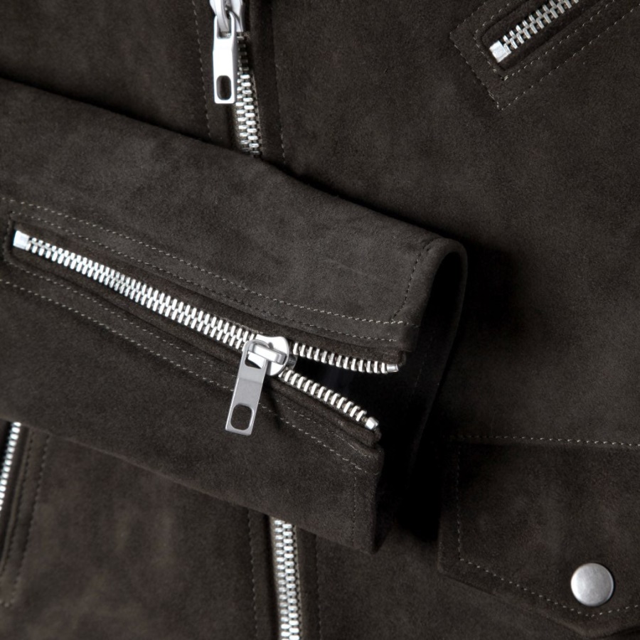 Motorjas Donker Olijfgroen Suède Zaterdag