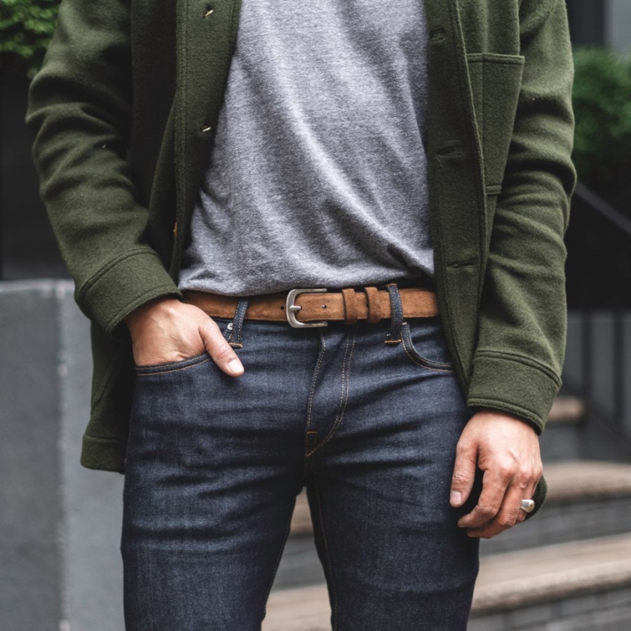 Zaterdag Cognac Suède Heren Verfijnde Leren Riem