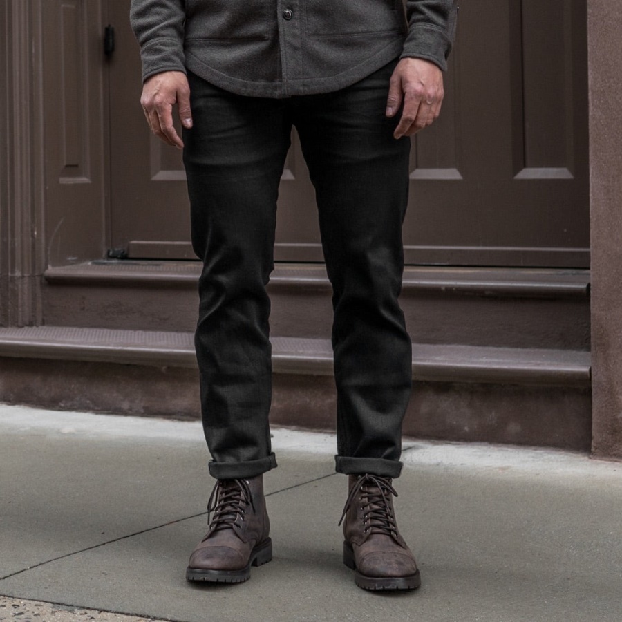 Sunday Zwarte Stretch Selvedge Tapered Jeans