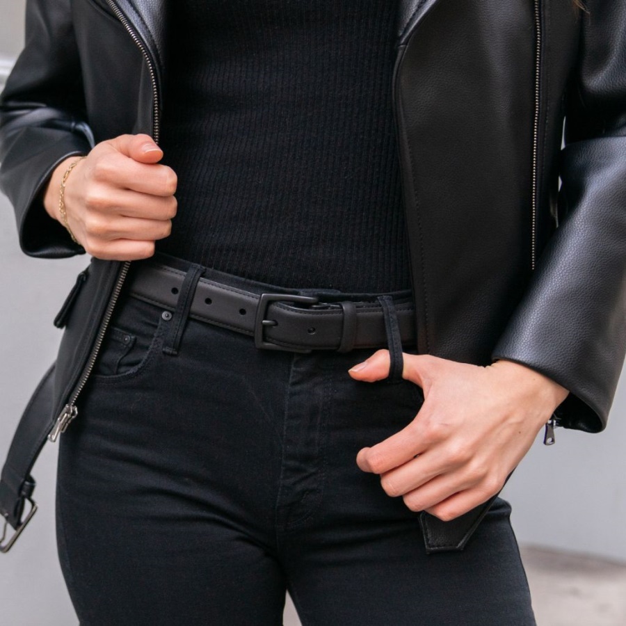 Sunday Klassieke Leren Damesriem Zwart Mat