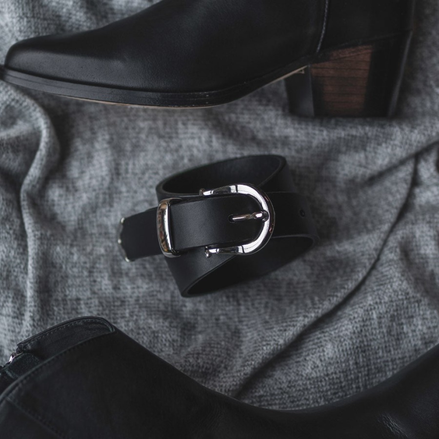 Woensdag Leren Western Riem Zwart